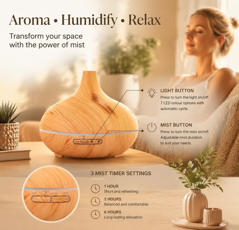 2 Pack Onion Diffuser White Wood + Remote, 24V AU Plug, Matching Xmas Gift Set