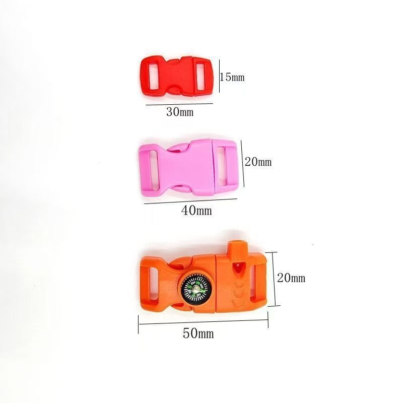 4pk Khaki Multi Survival Paracord Buckle Flint Whistle Compass