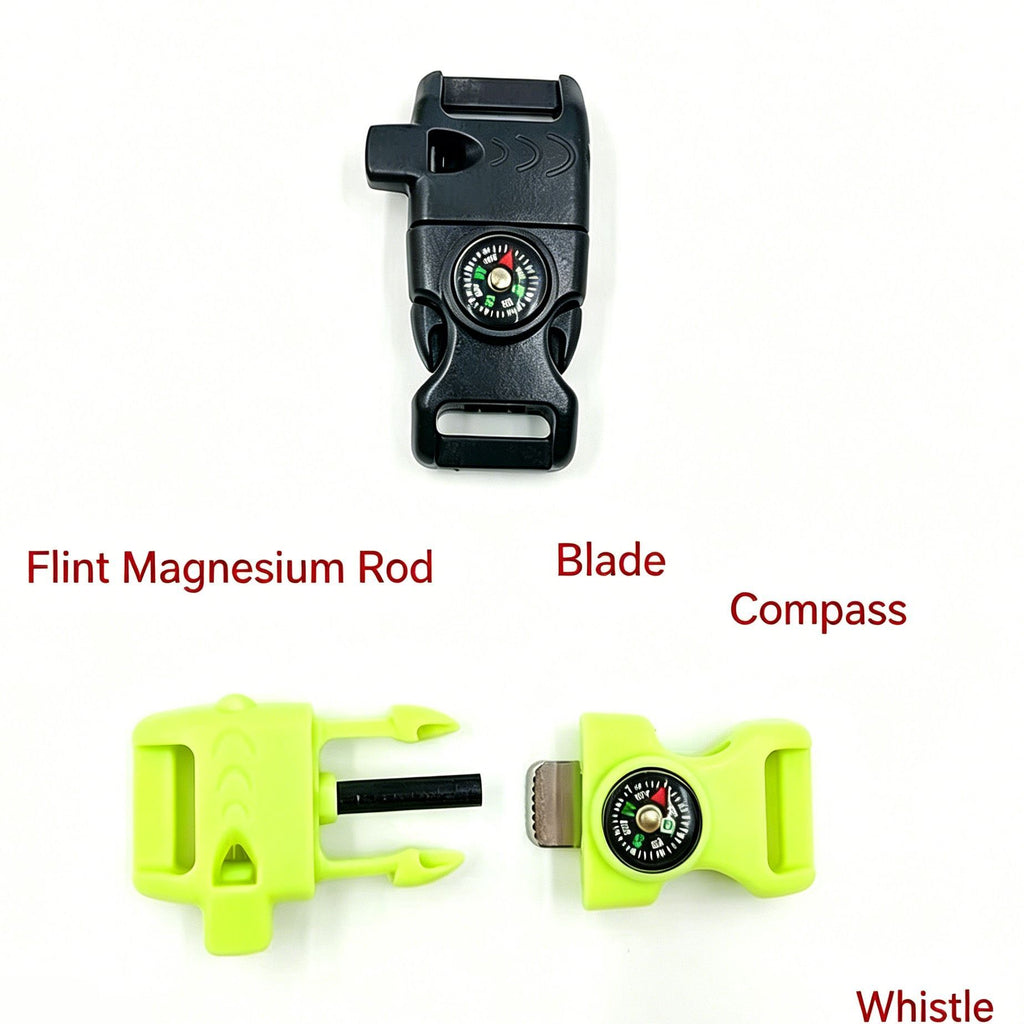 4pk Orange Multi Survival Paracord Buckle Flint Whistle Compass