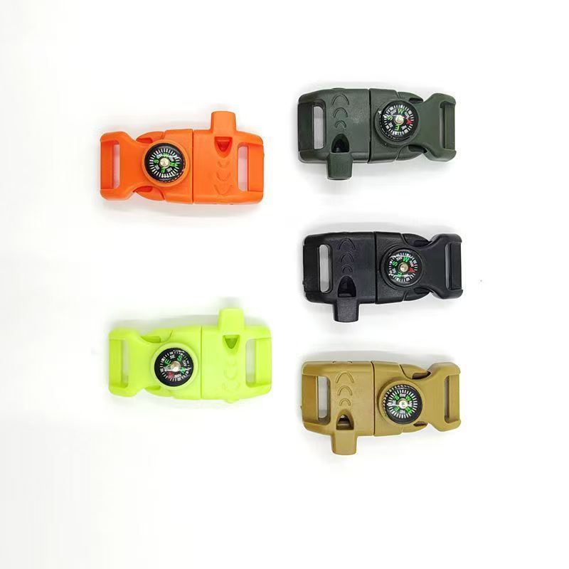 4pk Orange Multi Survival Paracord Buckle Flint Whistle Compass