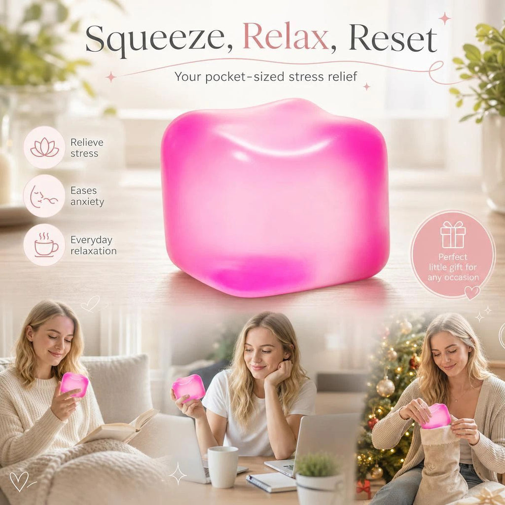 Slow-Rise Ice Cube Squishy Stress Toy (Pink)