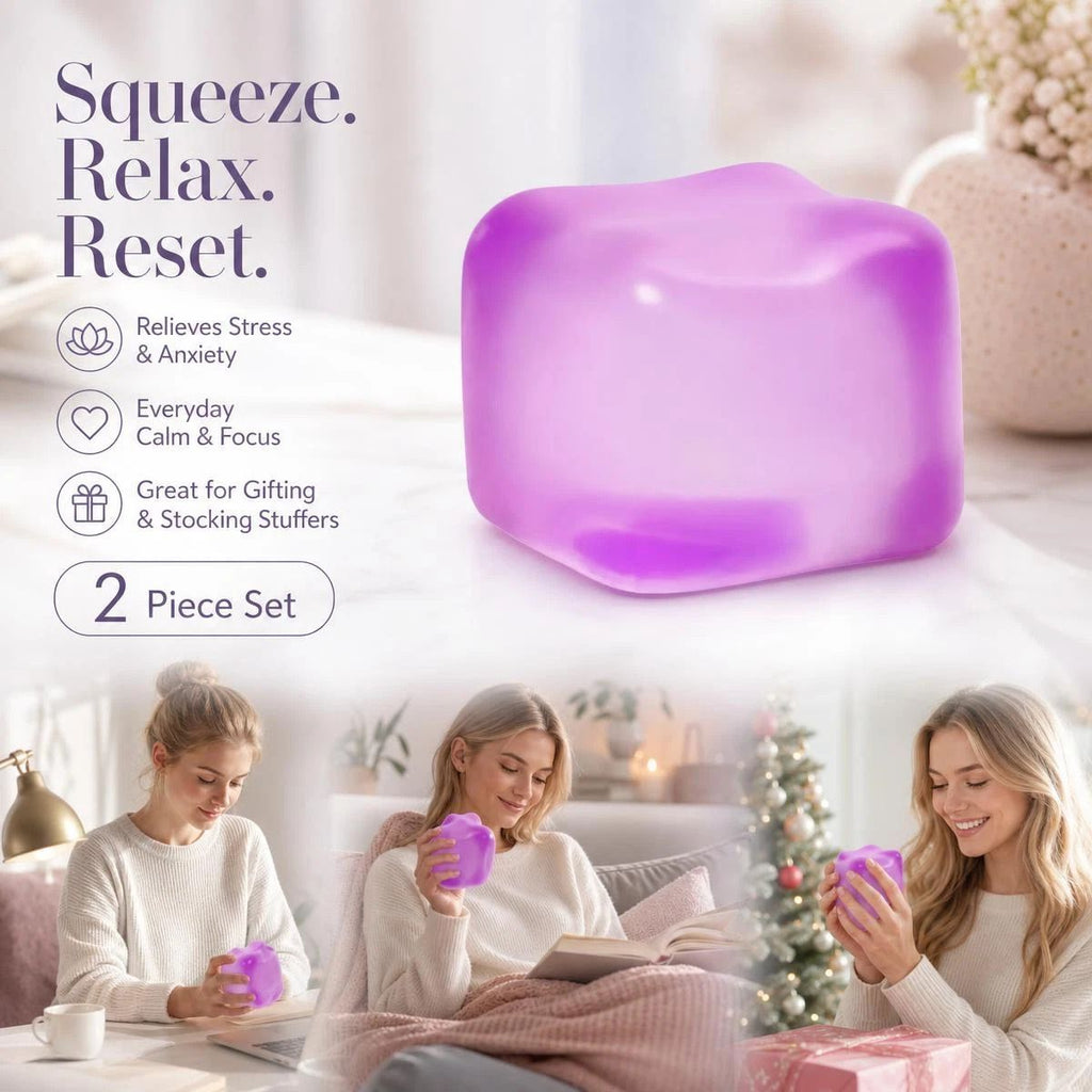 Slow-Rise Ice Cube Squishy Stress Toy - 2 Pack (Purple)