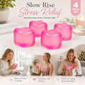 Slow-Rise Ice Cube Squishy Stress Toy - 4 Pack (Pink)