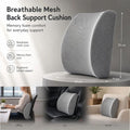 Slow Rebound Waist Cushion 45x36x7, Breathable Mesh Grey, Support Car Lower Back
