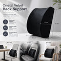 Soft Crystal Velvet Waist Support 45x36x7, Black Memory Foam, Gentle Back Cushion