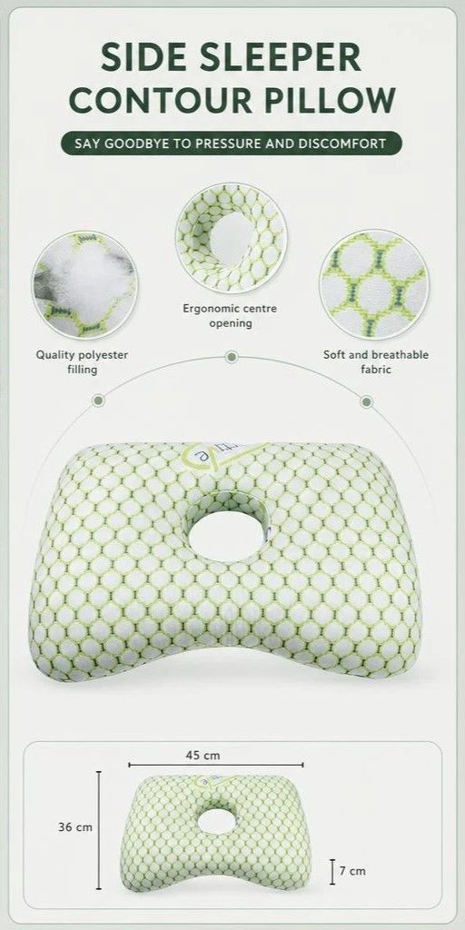 Removable Inner Core Ear Protection Pillow 39x28x6, Pink, Hygienic Reusable Sleep Pad