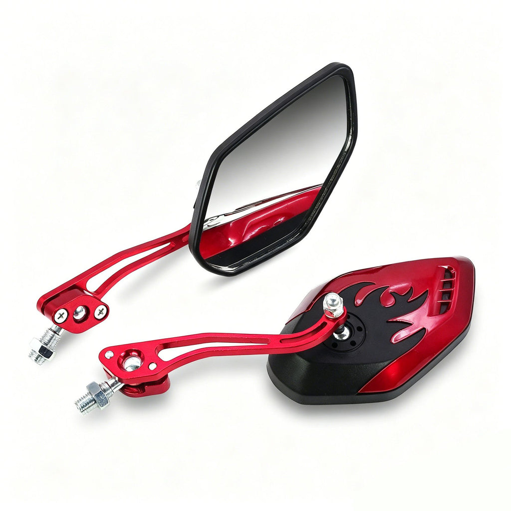 1 Pair Motorcycle Bicycle Rearview Mirror With Mount, Red