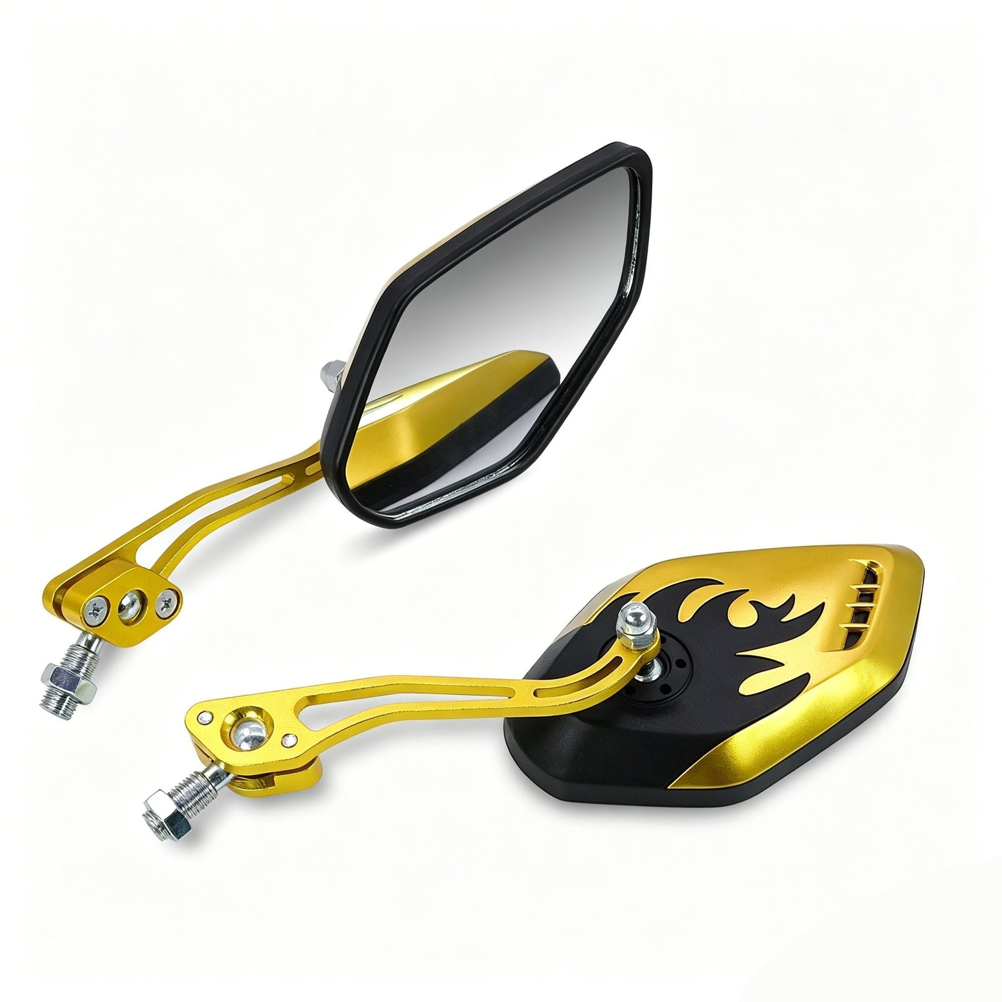 1 Pair Motorcycle Bicycle Rearview Mirror With Mount, Gold