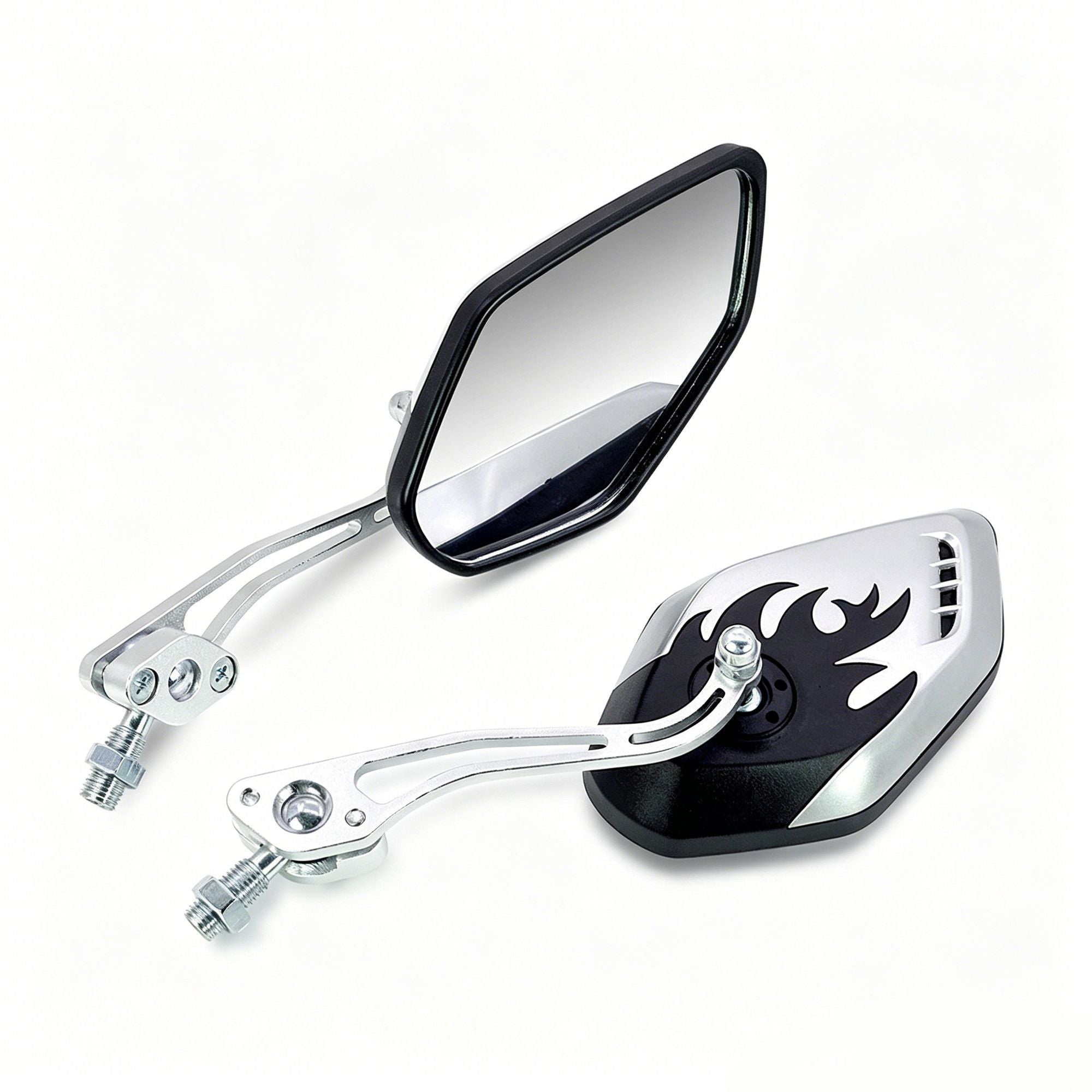 1 Pair Motorcycle Bicycle Rearview Mirror With Mount, Silver