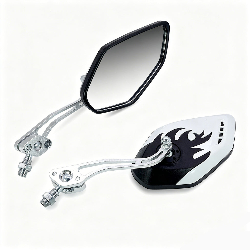 1 Pair Motorcycle Bicycle Rearview Mirror With Mount, White