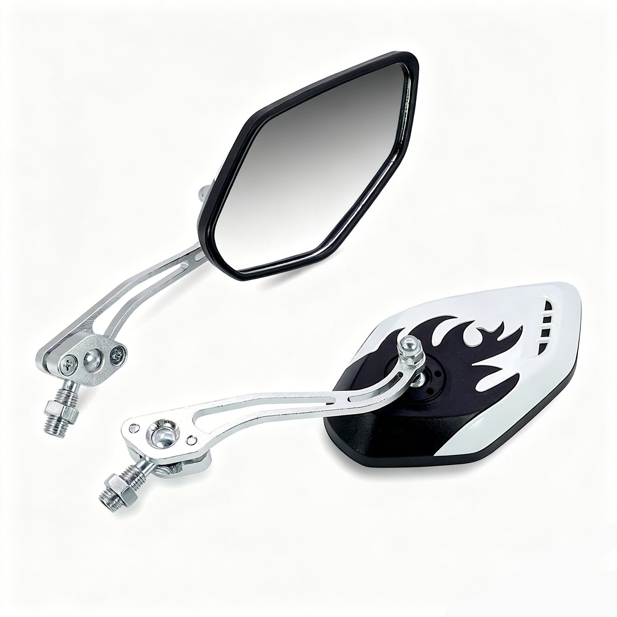 1 Pair Motorcycle Bicycle Rearview Mirror With Mount, White