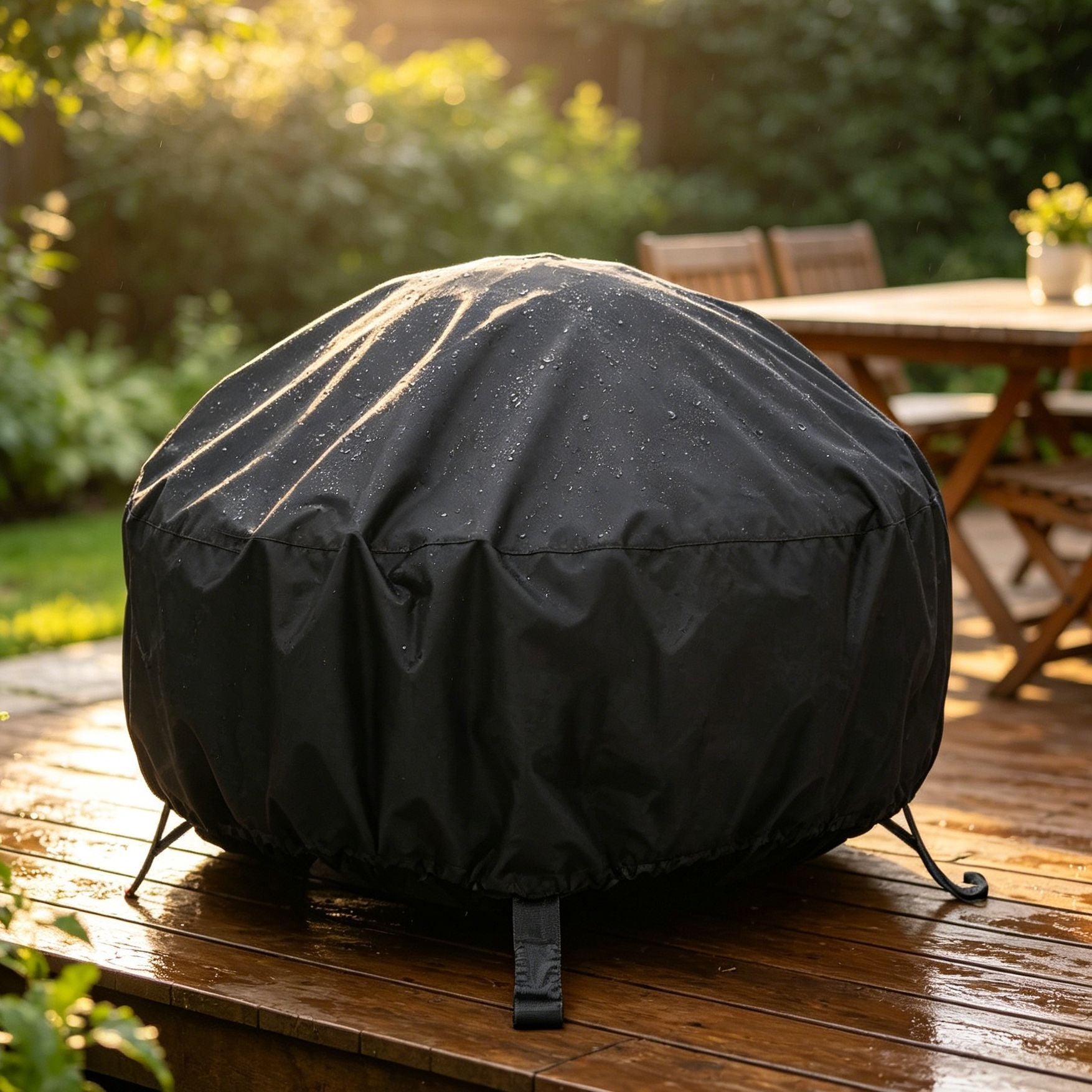 Durable Waterproof Fire Pit Cover Black 85x40cm