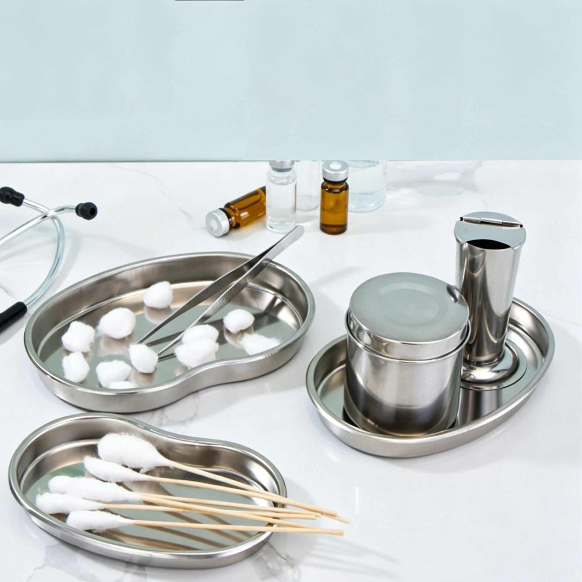 Deep Large Kidney Tray 304 Stainless Steel 2pcs