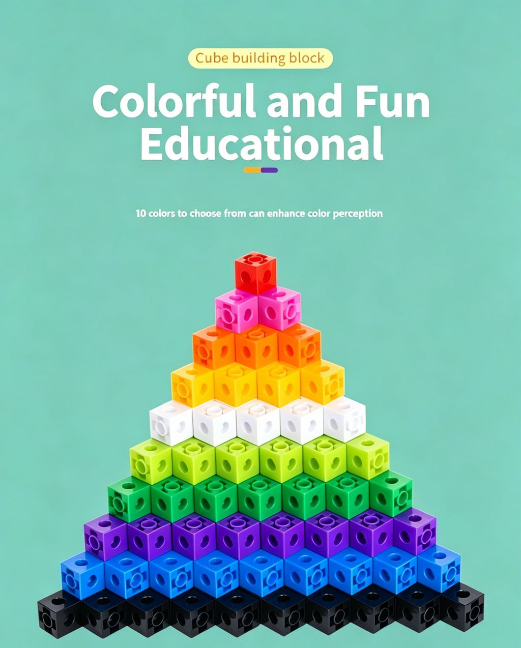 300pcs 10 Colors Mixed PP Square Building Blocks