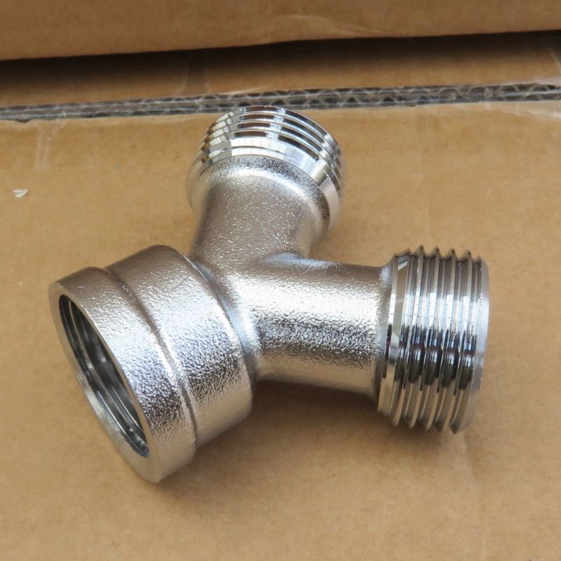 3/4" Electroplated Brass Threaded Tee Pipe Splitter For Sprayer 2pcs