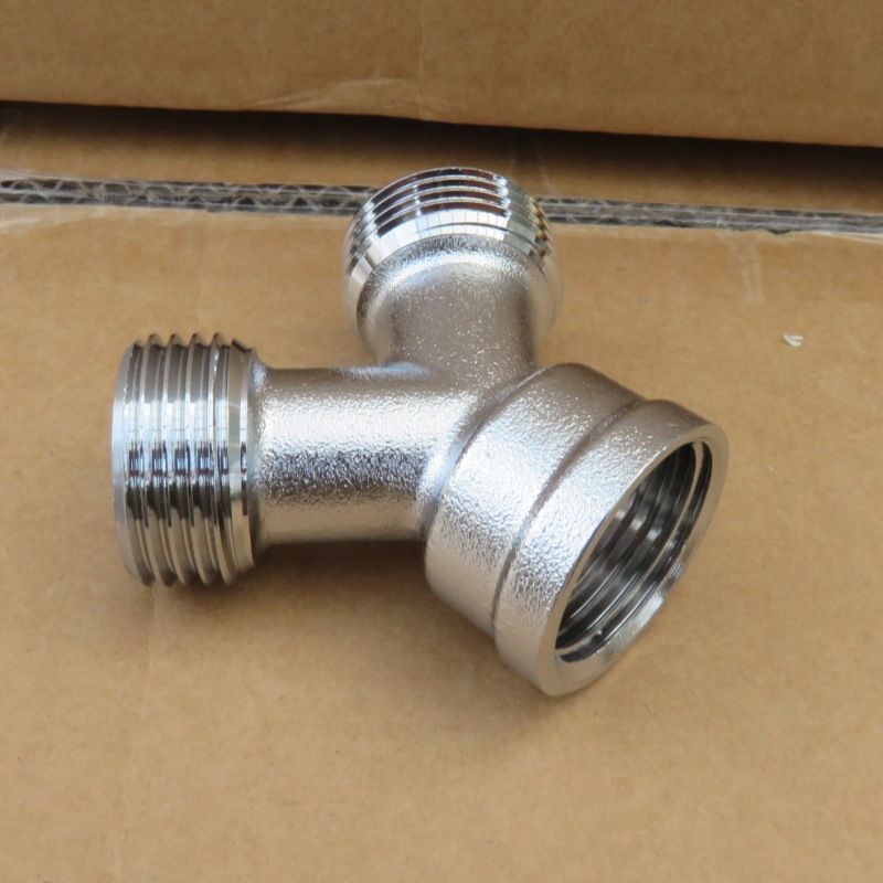 3/4" Electroplated Brass Threaded Tee Pipe Splitter For Sprayer 2pcs