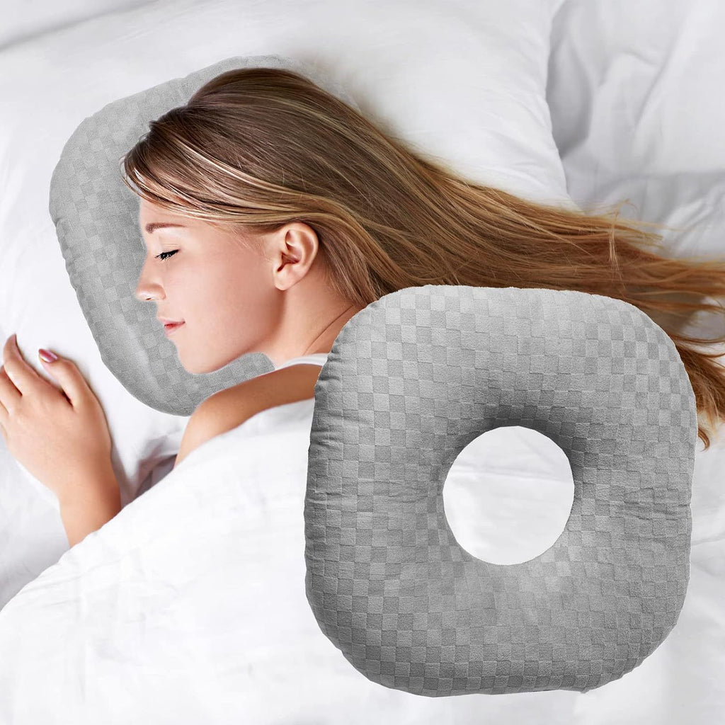 Basic Square Ear Hole Pillow, Universal Cushion For Pierced Ear Sleep