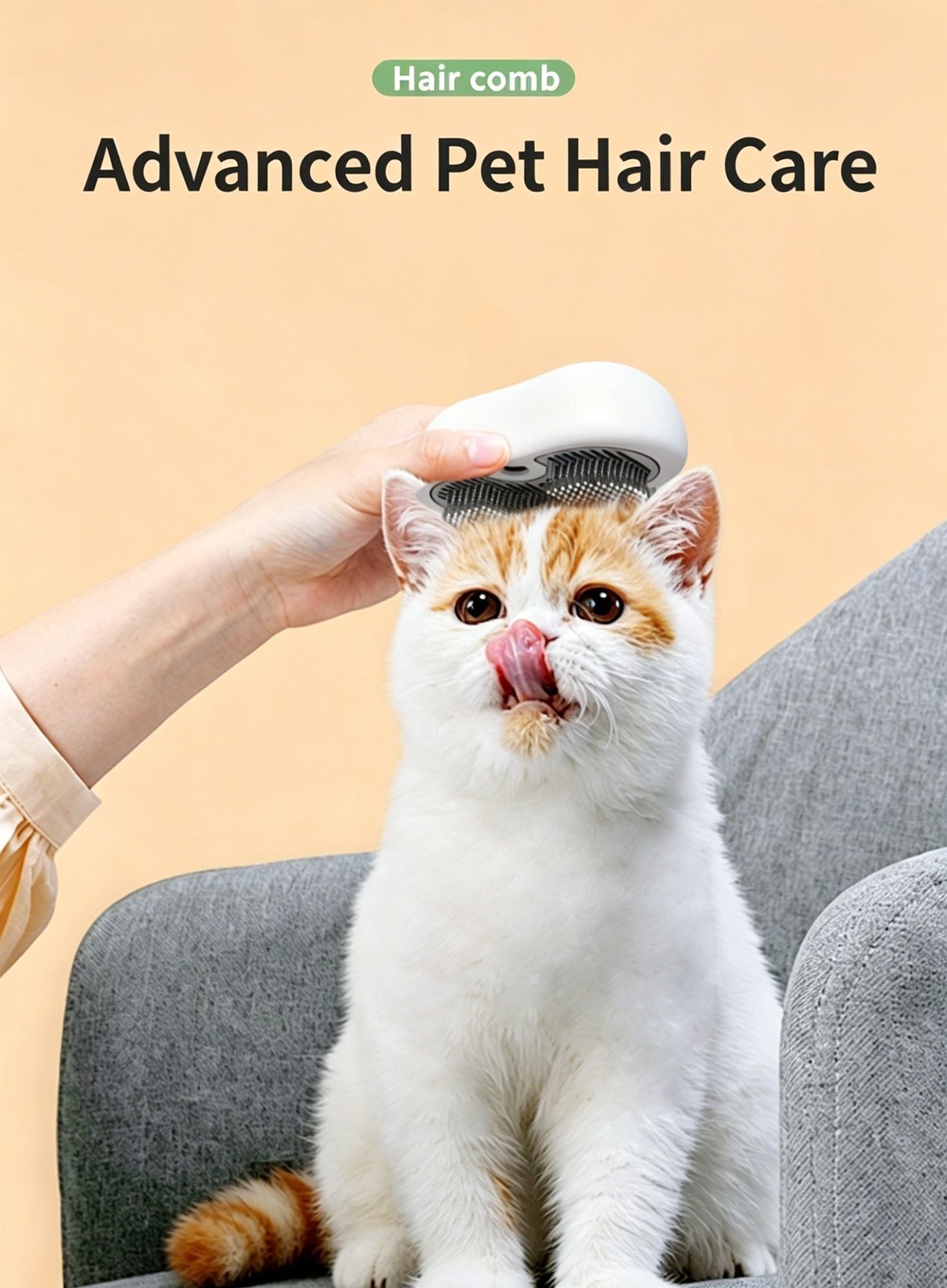 White Yellow Cat Spray Hair Brush 2pcs, Home Use Remove Loose Pet Hair Comb