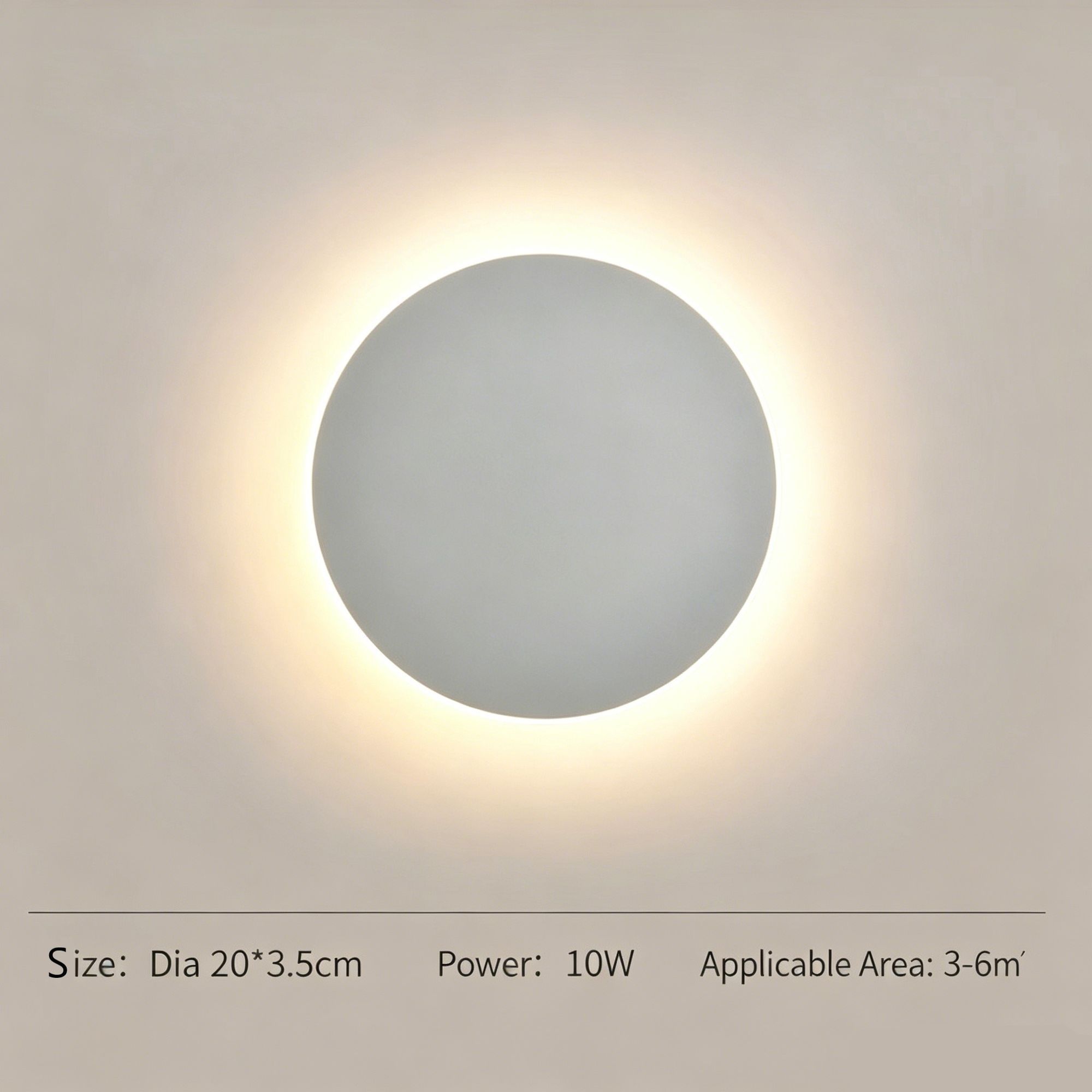 20CM White Regular Eclipse LED Wall Light Stepless Dimming