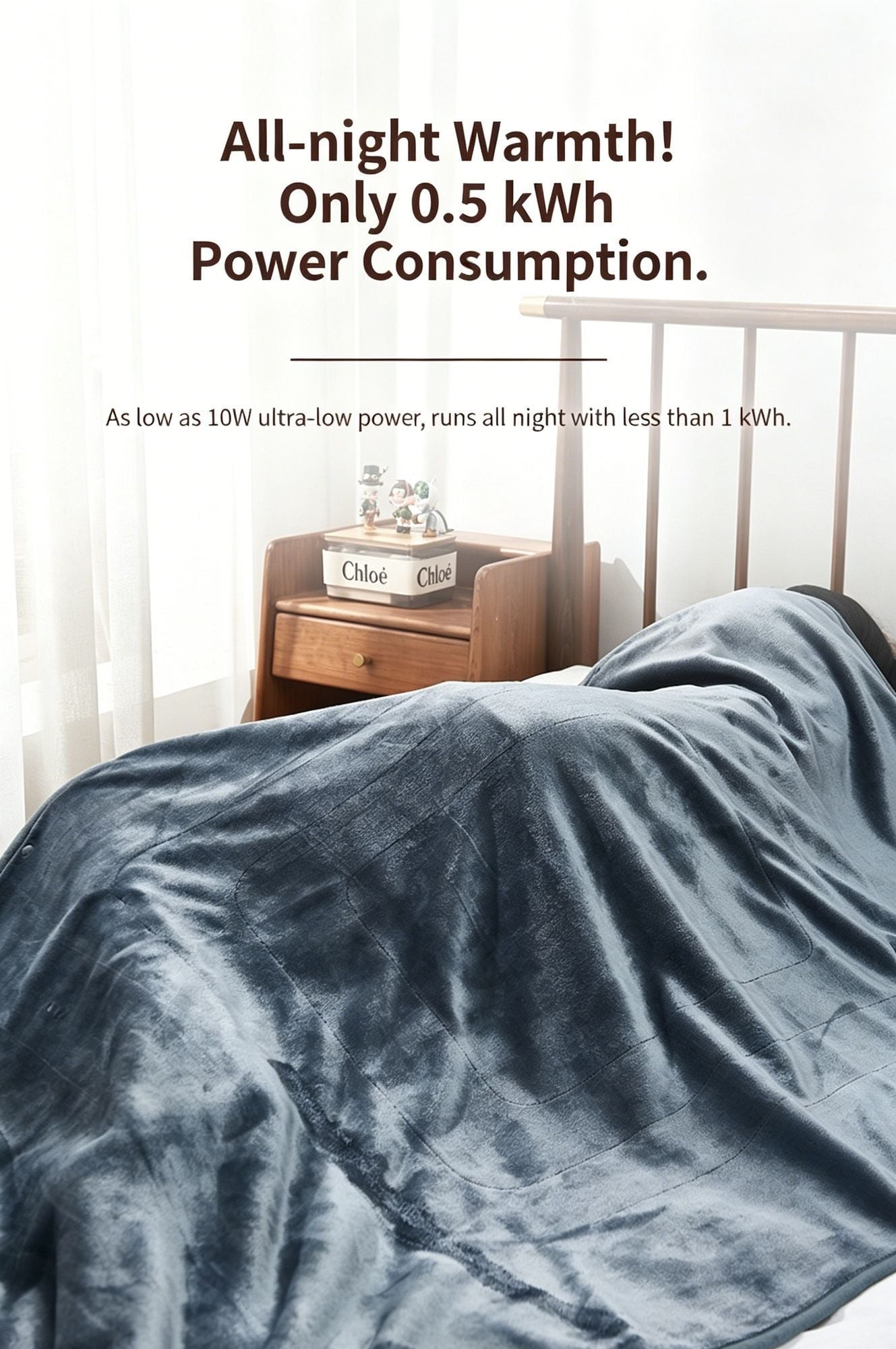 Grey USB Single Heated Throw Blanket Adjustable Temp Fast Warm For Dorm Lounge Desk