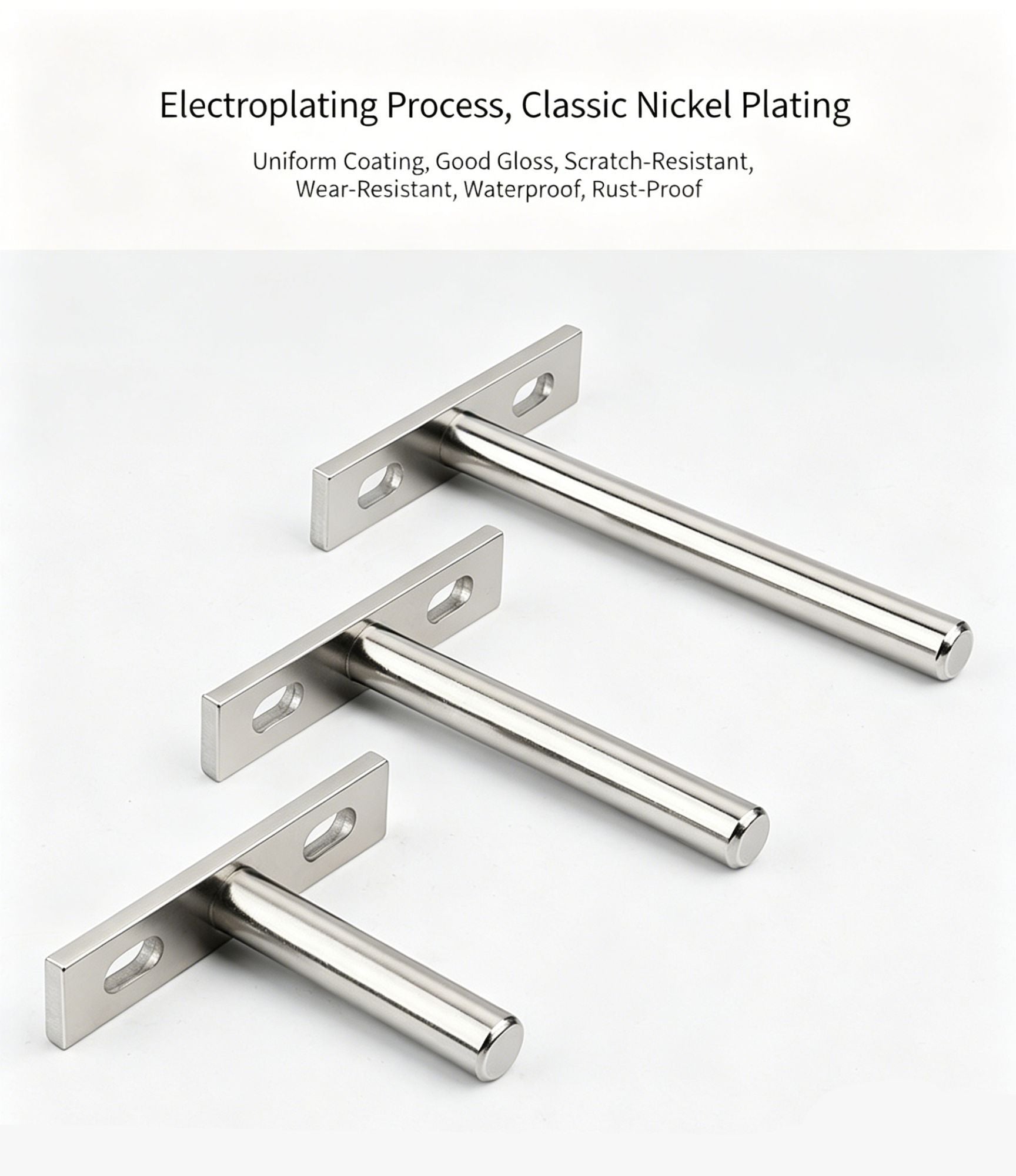 3" White Hidden T Shelf Bracket 2Pcs w/ 5x60&5x80 Screws