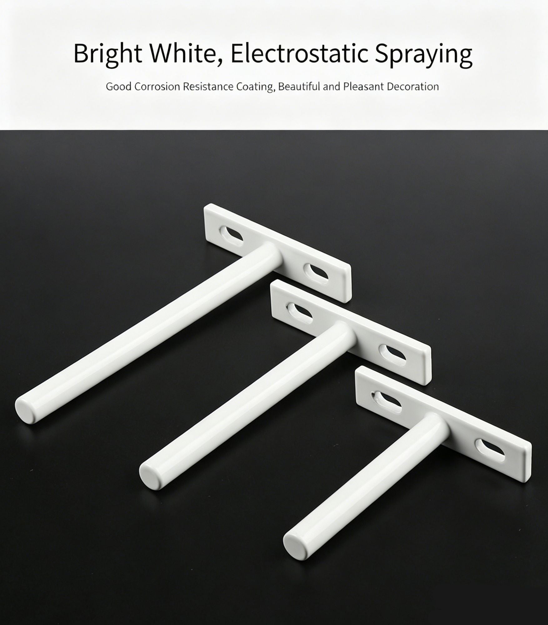 4" White Hidden T Shelf Bracket 2Pcs w/ 5x60&5x80 Screws