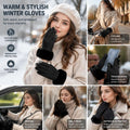 Black Fur Cuff Women's Windproof Fleece Touch Screen Bike Gloves