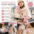 Light Pink Fur Cuff Women's Thermal Touch Screen Cycling Gloves