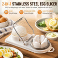 White 2-in-1 Stainless Steel Egg Slicer Clean Even Cuts Ideal for Salads