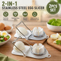 White 2-in-1 Stainless Steel Egg Slicer 2Pcs Mess Free Easy Egg Cutting