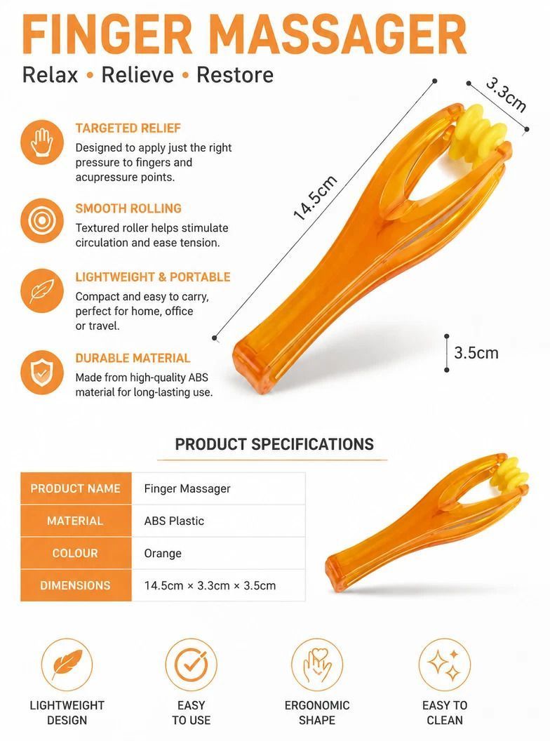 Elastic Finger Roller Massager Hand Fatigue Relief 1Pcs