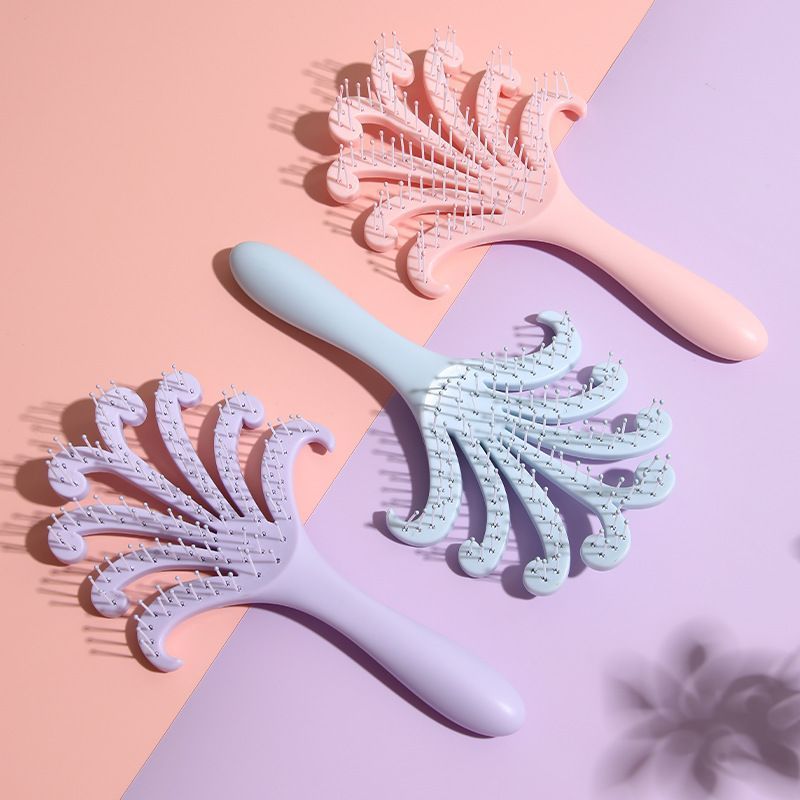 Light Pink Octopus Scalp Massage Brush Gentle Volumising Wet & Dry 1Pcs