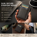 Coffee Vertical Multi-function Card Clip 2-in-1 Lychee Grain Coin Purse with Card Slots
