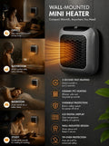 Wall Mount Mini Fan Heater with Timer Portable Electric Heater Home Office