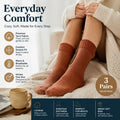 Brick Red Wool Lined Thermal Socks Unisex Thick Terry Winter Socks 3 Pairs