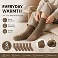 Light Coffee Warm Fleece Terry Wool Socks Adult Unisex Loose Top Winter Socks 6 Pairs