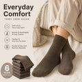 Dark Coffee Warm Fleece Terry Wool Socks Adult Unisex Loose Top Winter Socks 6 Pairs
