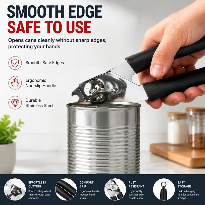 Simple Manual Stainless Steel Can Opener Multi Purpose Kitchen Tool