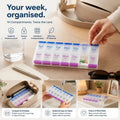 Portable Press 14 Compartment Pill Box Double Row Weekly Medicine Organiser 1Pc