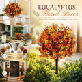 Mixed Autumn Artificial Eucalyptus & Violet Stems Home Garden Stake Photo Prop