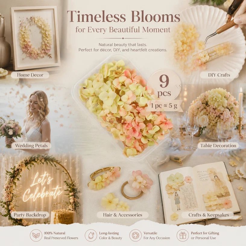 Modern Mixed Shade Preserved Hydrangea DIY Event Decor Flower Pack of 9 Boxes