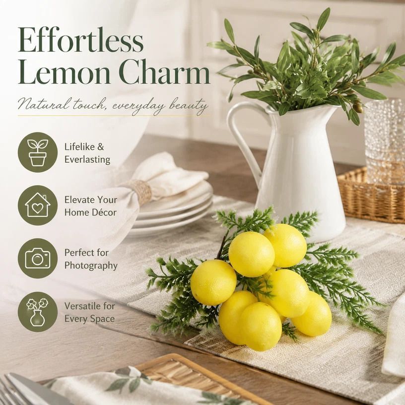 7 Head Herb Lemon Artificial Branch Style A Indoor Greenery
