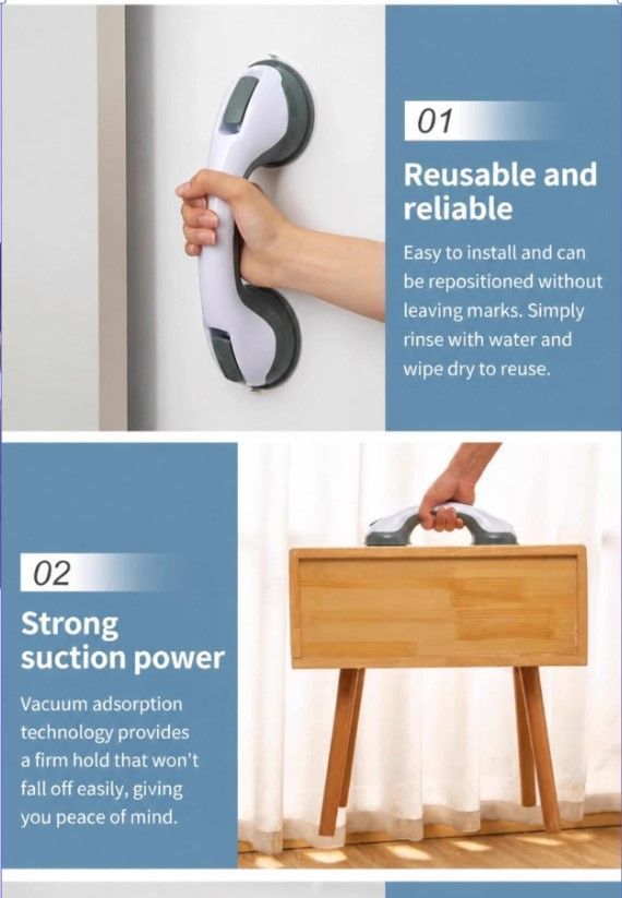 Grey Bathroom Grab Bar-Pack of 2