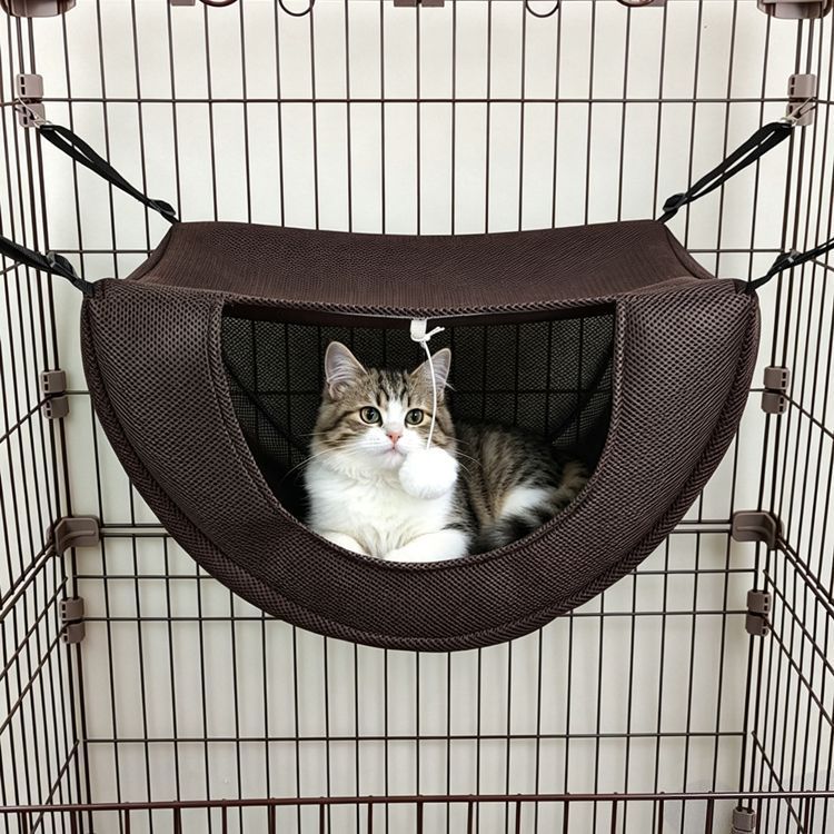 2 Pcs Cat Cage Hammock - Coffee 35×27×20cm