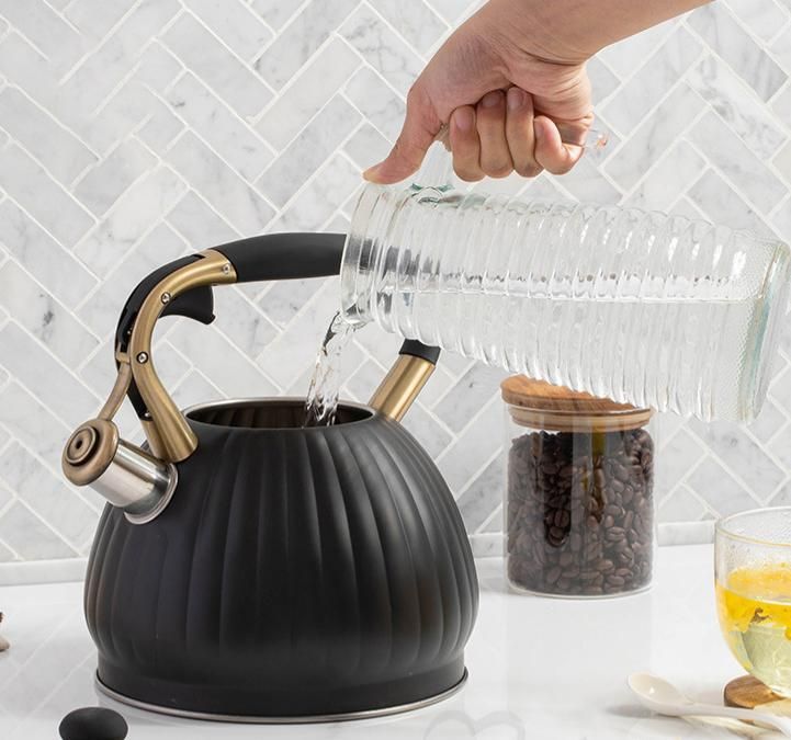 Pumpkin Shaped Water Kettle 3.5L Retro Kitchen Kettle Black