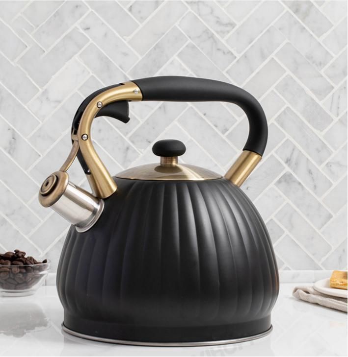 Pumpkin Shaped Water Kettle 3.5L Retro Kitchen Kettle Black