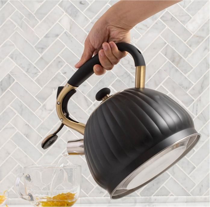 Pumpkin Shaped Water Kettle 3.5L Retro Kitchen Kettle Black
