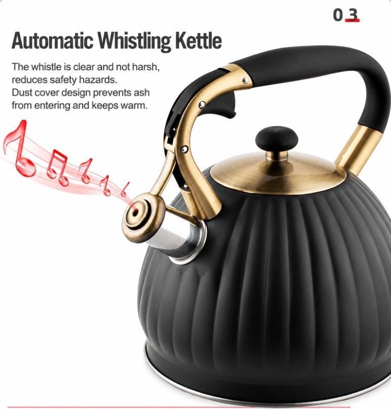 Pumpkin Shaped Water Kettle 3.5L Retro Kitchen Kettle Black