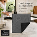 10 Pack Kitchen Cleaning Cloth,Black,30×30cm