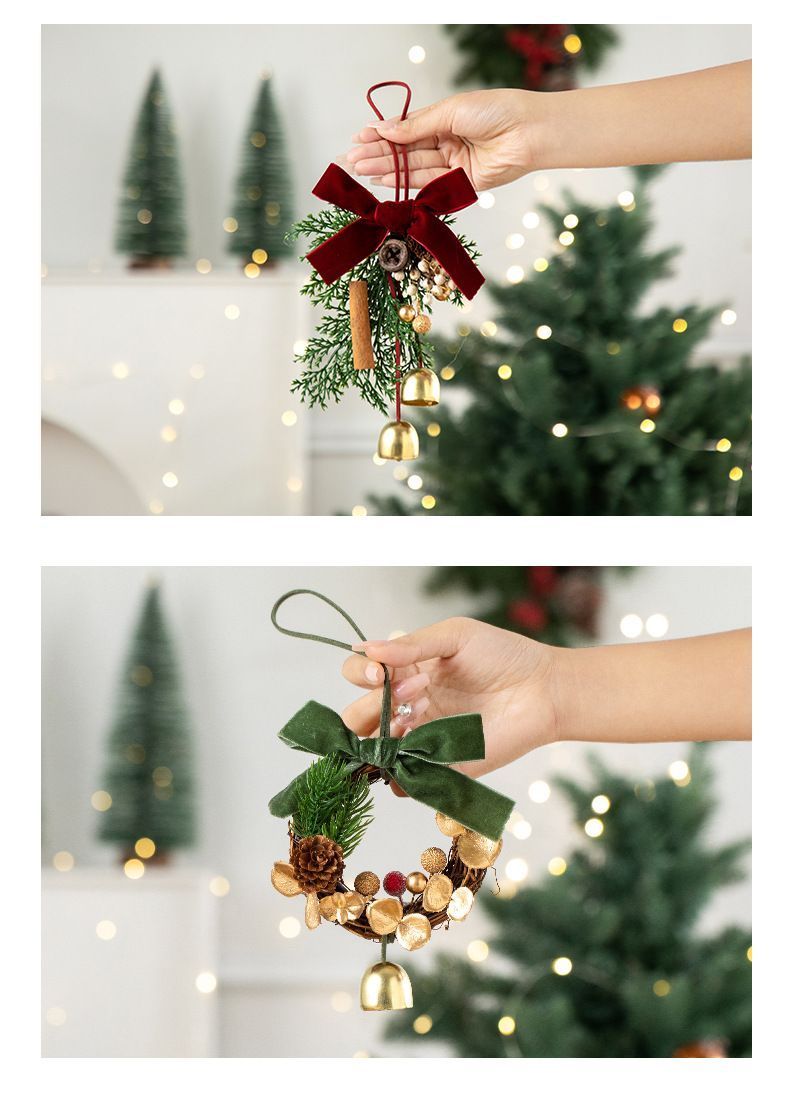 D6 Wood Strip Pinecone Double Bells Red 2 Pack